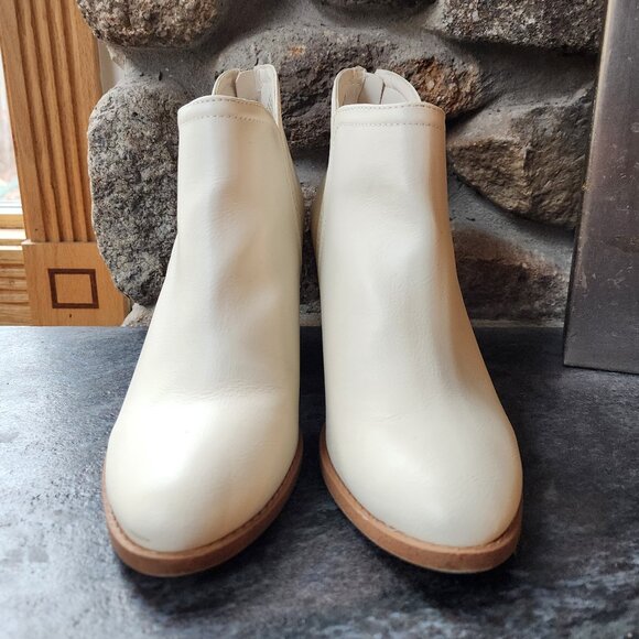 Anthropologie Joie Kayden Off White/Cream Leather Heeled Ankle Boots Size 10M - Picture 6 of 16